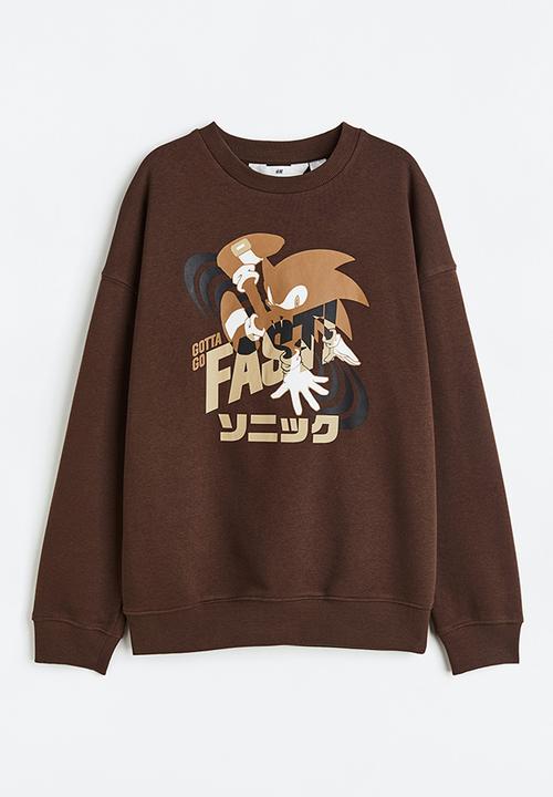 H&M - Printed sweatshirt - dark brown/sonic the hedgehog 