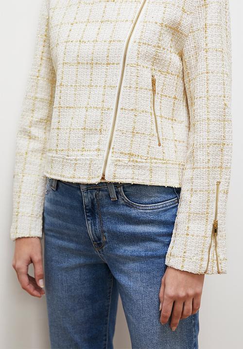edit - Tweed biker jacket  - ecru