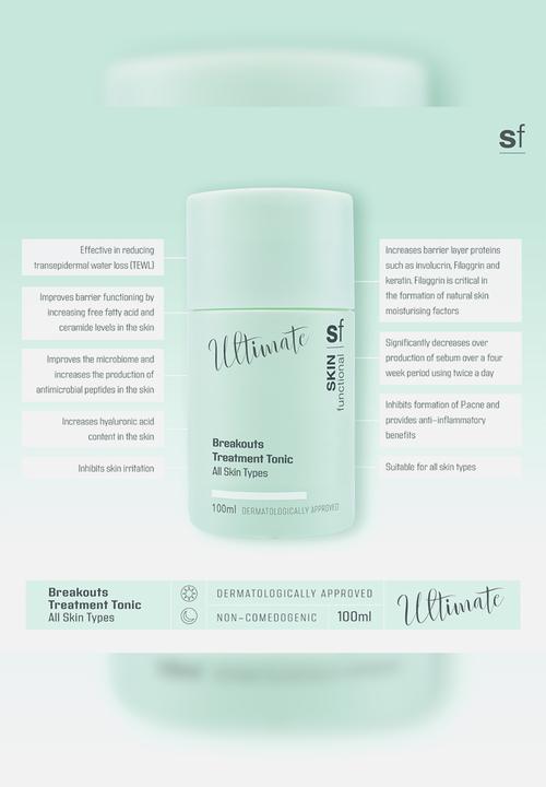 SKIN functional - Ultimate - Effective Breakouts Treatment Tonic. All Skin Types
