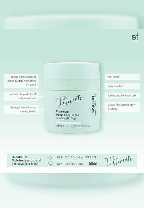 SKIN functional - Ultimate - Moisturiser For Acne, Breakouts And Pimples. Dry, Sensitive.