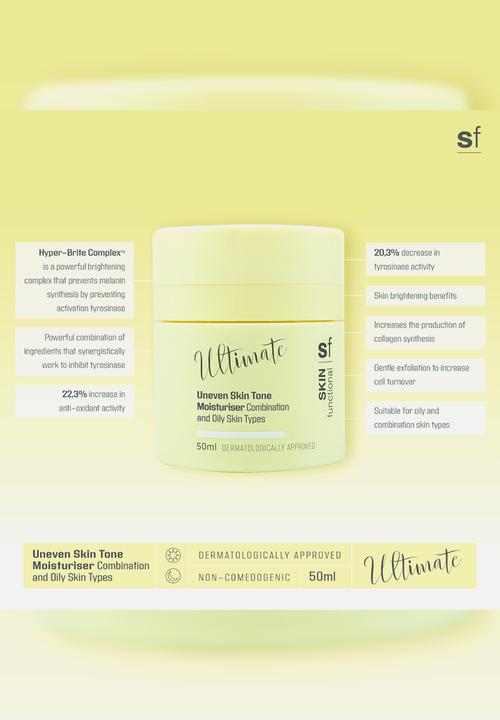 SKIN functional - Ultimate - Moisturiser For Pigmentation, Uneven Skin. Oily, Combination