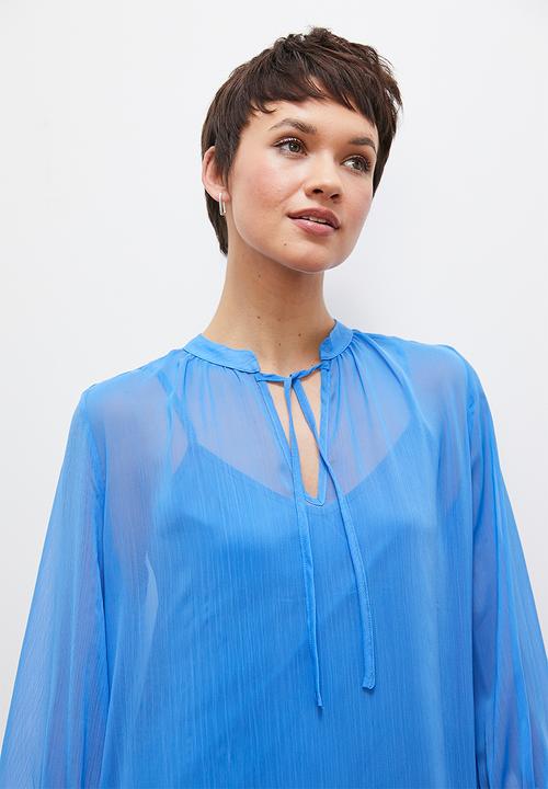 edit - Texture chiffon kaftan dress - blue