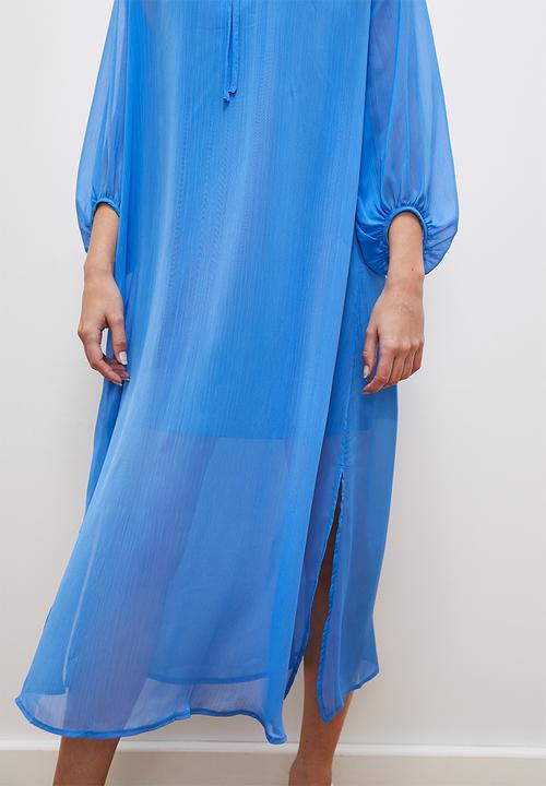 edit - Texture chiffon kaftan dress - blue