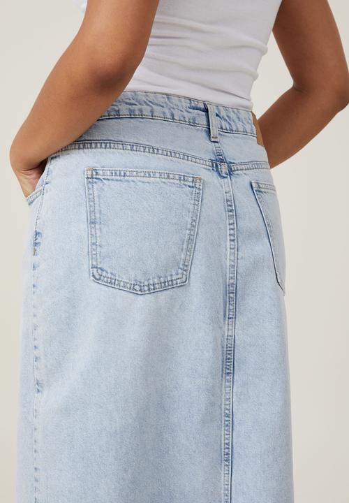 Cotton On - Bailey denim maxi skirt - palm blue