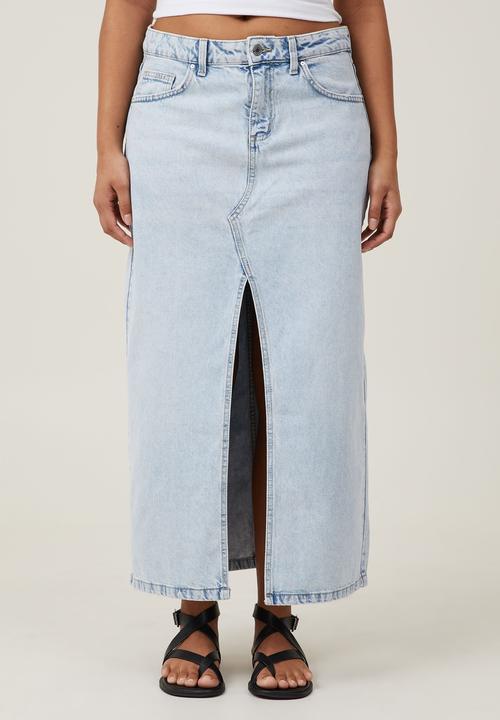 Cotton On - Bailey denim maxi skirt - palm blue