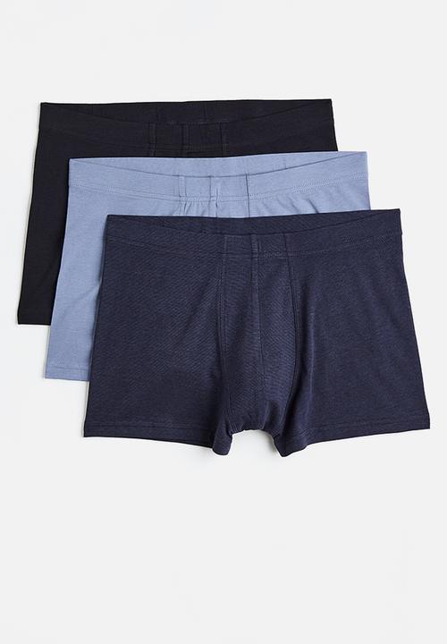H&M - 3-Pack short cotton trunks - dark blue/light blue