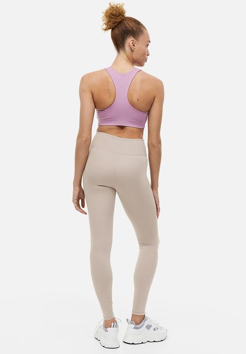 H&M - High waist sports tights - light beige