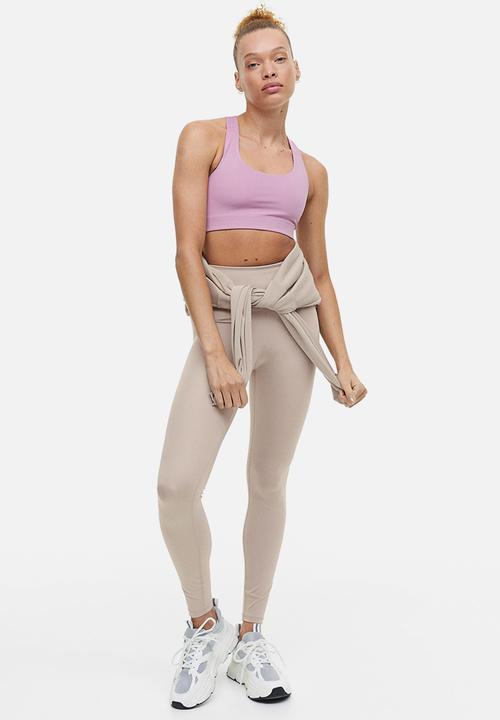 H&M - High waist sports tights - light beige