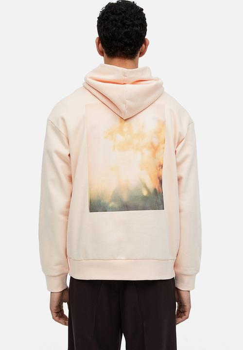 H&M - Relaxed fit printed hoodie - apricot/orchids 