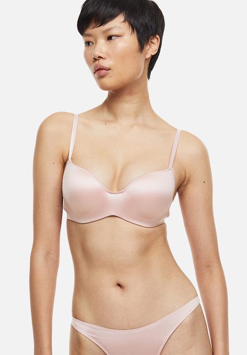 H&M - Stretch satin super push-up bra - light pink 
