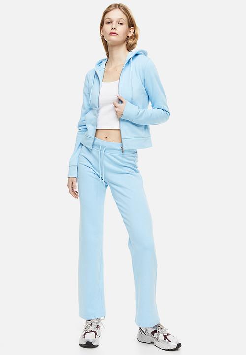 H&M - Fitted zip-through hoodie - light blue 
