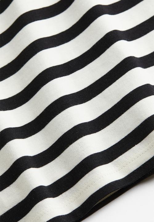 H&M - Long-sleeved jersey top - black / white striped 