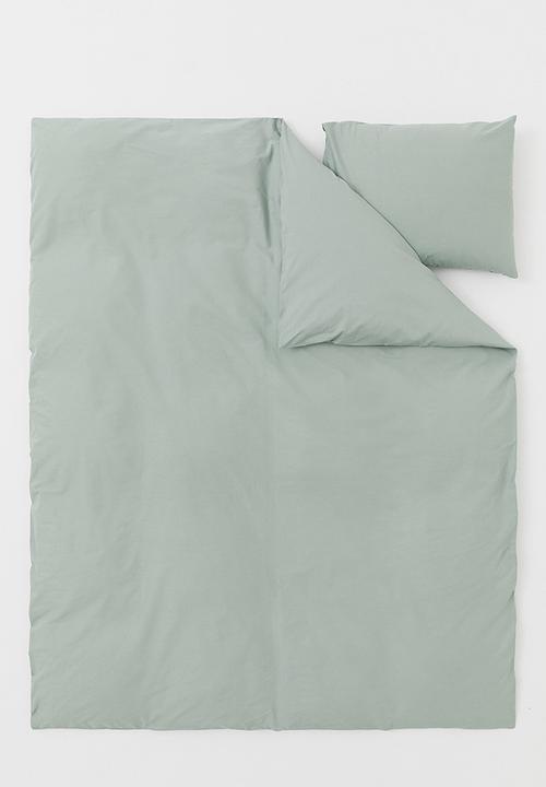 H&M - Cotton single duvet cover set - green