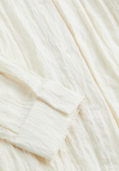 H&M - Crinkled shirt - cream 