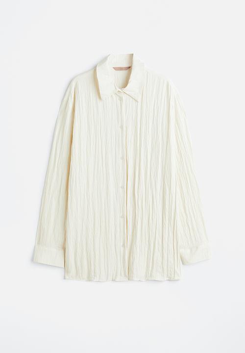 H&M - Crinkled shirt - cream 