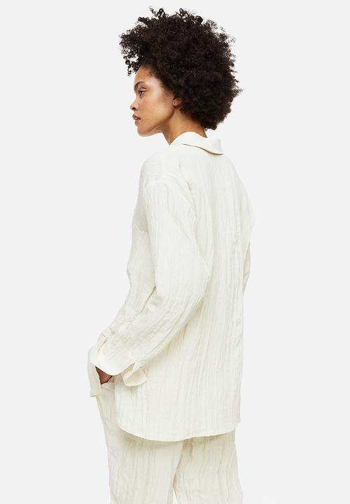 H&M - Crinkled shirt - cream 