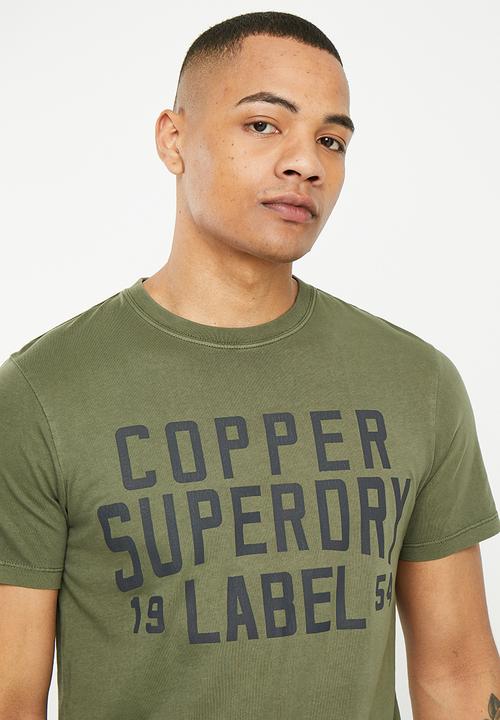 Superdry. - Vintage copper label tee - chive green