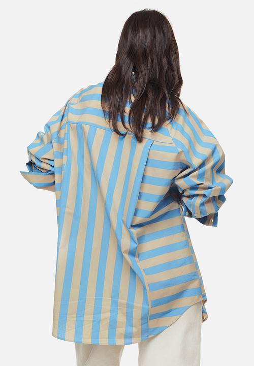 H&M - Cotton shirt - blue / striped 