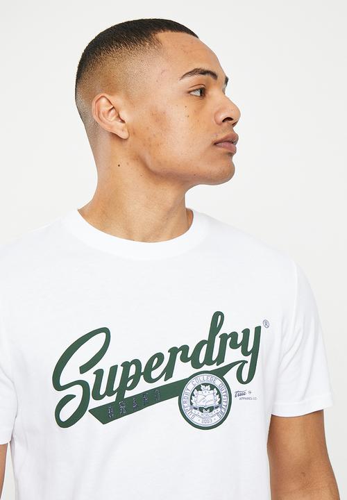 Superdry. - Vintage scripted college tee - optic