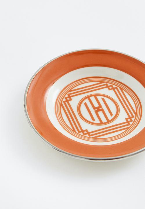 H&M - Small porcelain plate - multi,orange