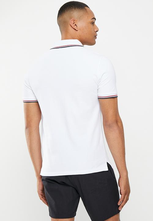 Superdry. - Vintage tipped short sleeve polo - optic & red