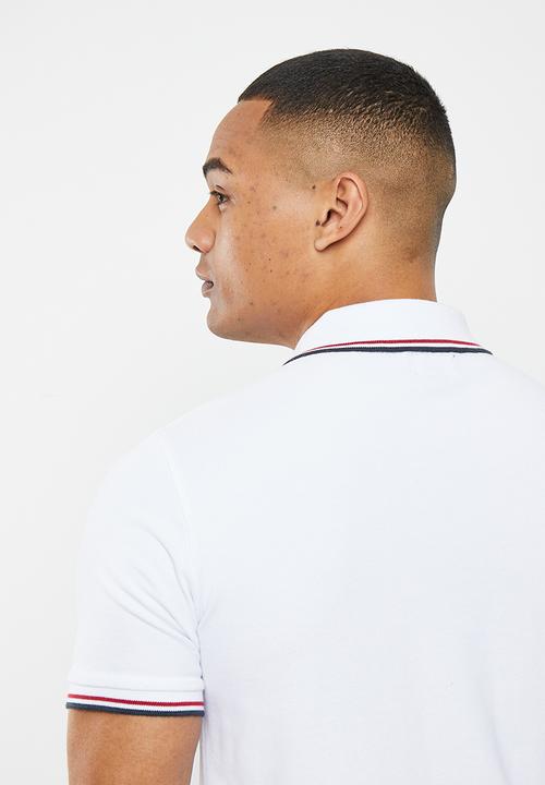 Superdry. - Vintage tipped short sleeve polo - optic & red