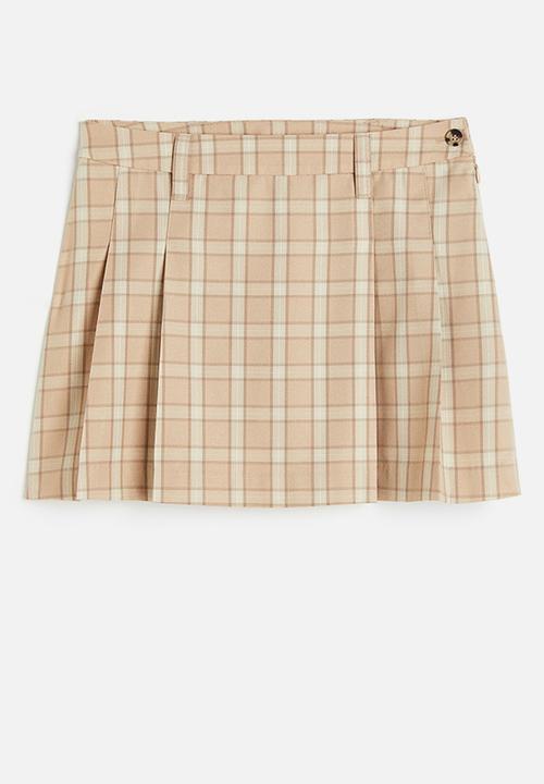 H&M - Pleated skirt - beige/checked 