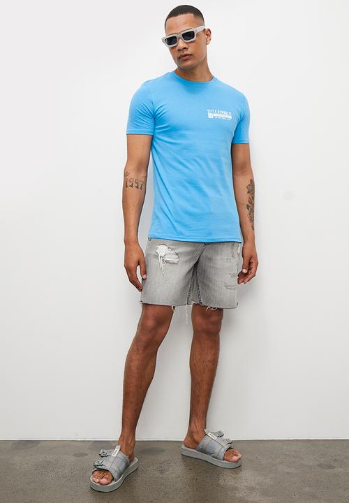 STYLE REPUBLIC - Josh SR logo graphic tee - mid blue