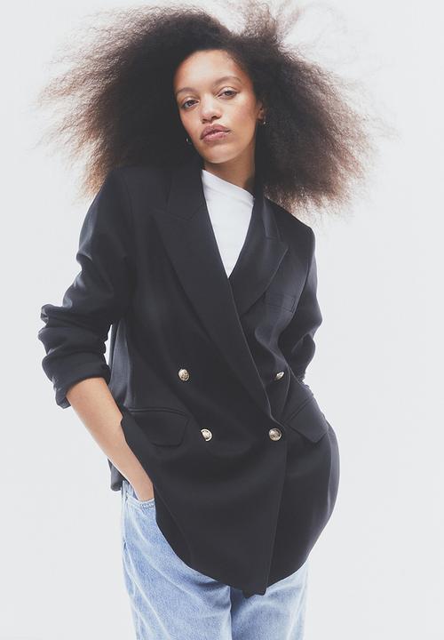 H&M - Double-breasted blazer - black