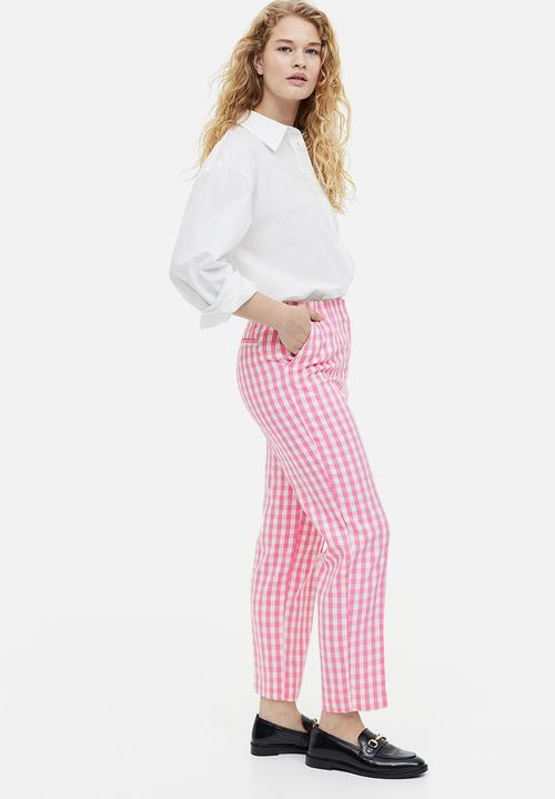 H&M - Tapered trousers - pink/checked 