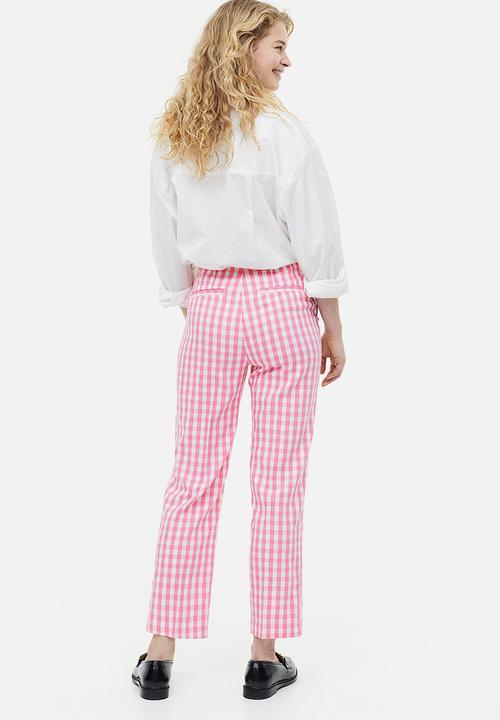 H&M - Tapered trousers - pink/checked 