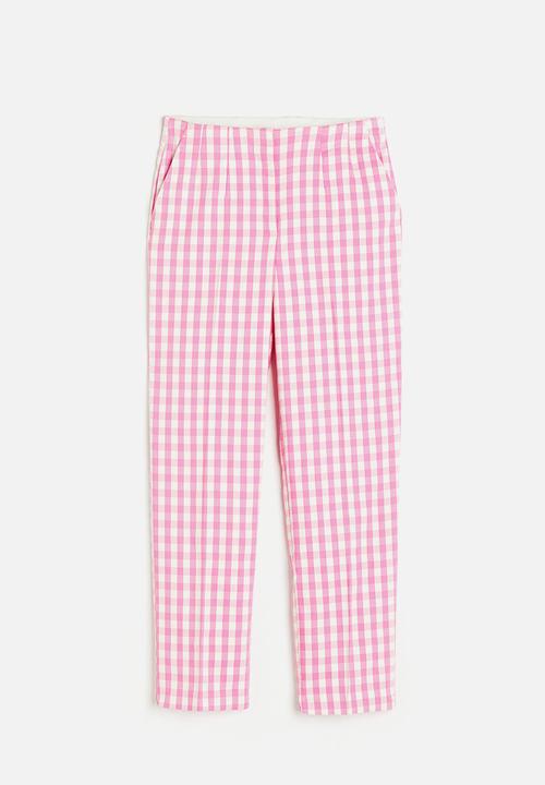 H&M - Tapered trousers - pink/checked 