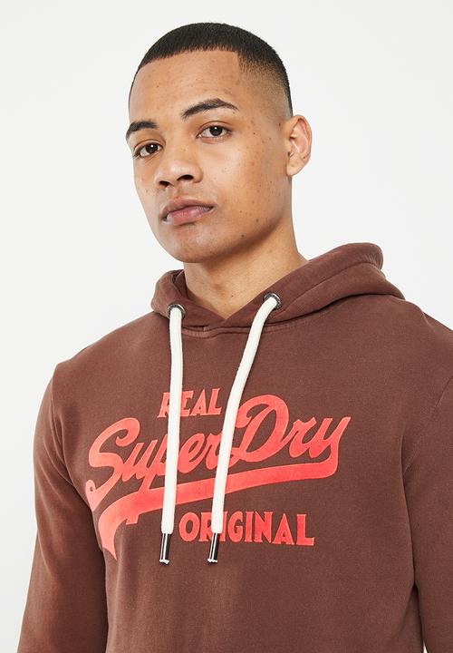 Superdry. - Vintage vl neon hood - bitter chocolate brown