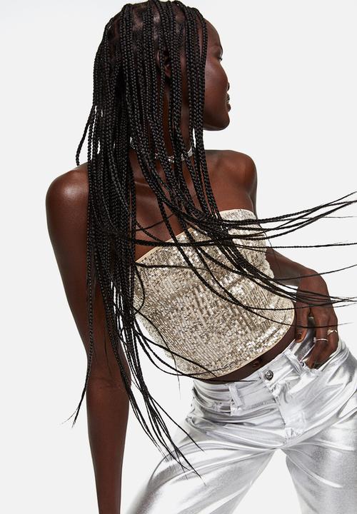 H&M - Bandeau top - light beige/silver-coloured
