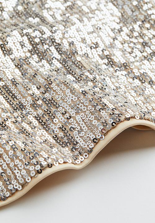 H&M - Bandeau top - light beige/silver-coloured