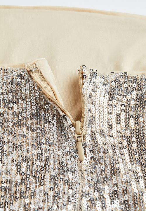 H&M - Bandeau top - light beige/silver-coloured