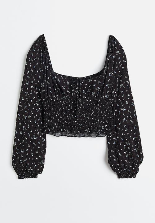 H&M - Smocked blouse - black
