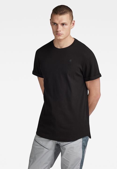 G-STAR - Lash r t short sleeve crespo rib - dk black