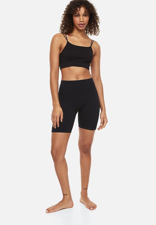 H&M - Ribbed seamless crop top - black
