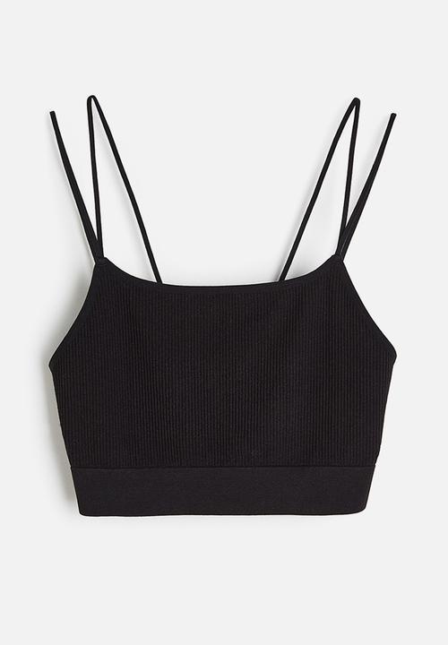 H&M - Ribbed seamless crop top - black