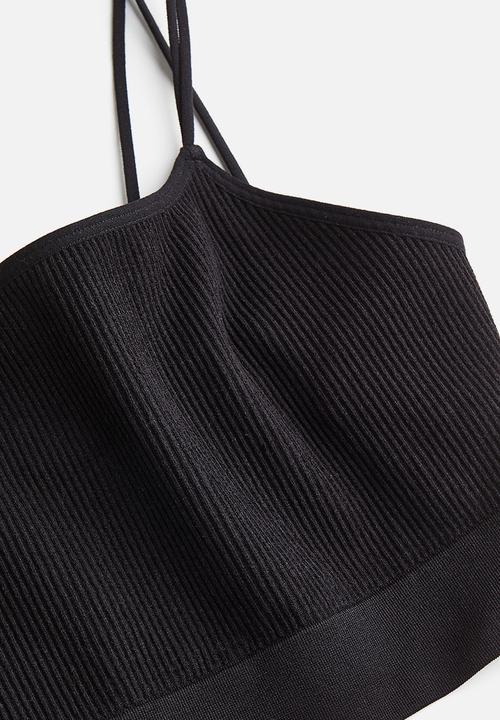 H&M - Ribbed seamless crop top - black