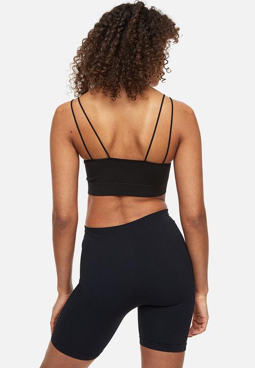 H&M - Ribbed seamless crop top - black