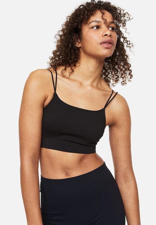 H&M - Ribbed seamless crop top - black
