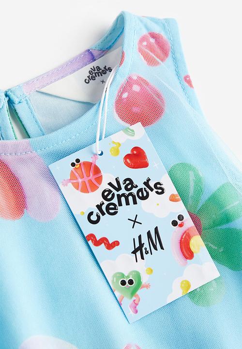 H&M - Eva Cremers x H&M: Patterned tulle dress - light blue/patterned