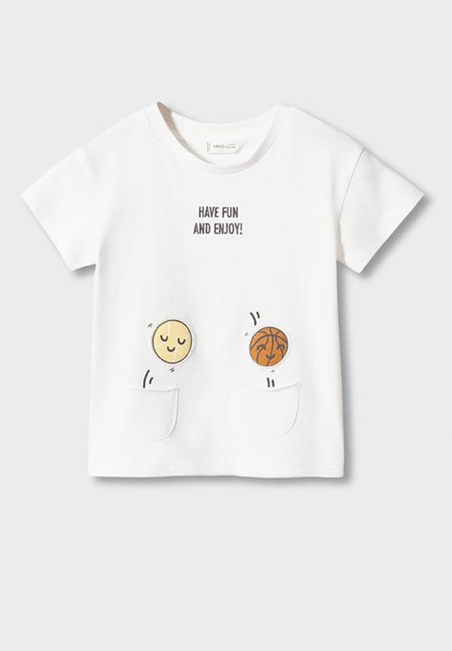 MANGO - T-shirt padded - off white