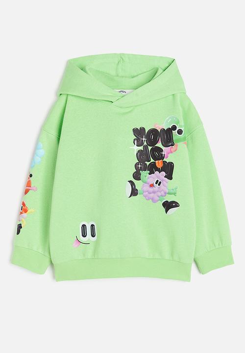 H&M - Eva Cremers x H&M: Printed hoodie - light green 