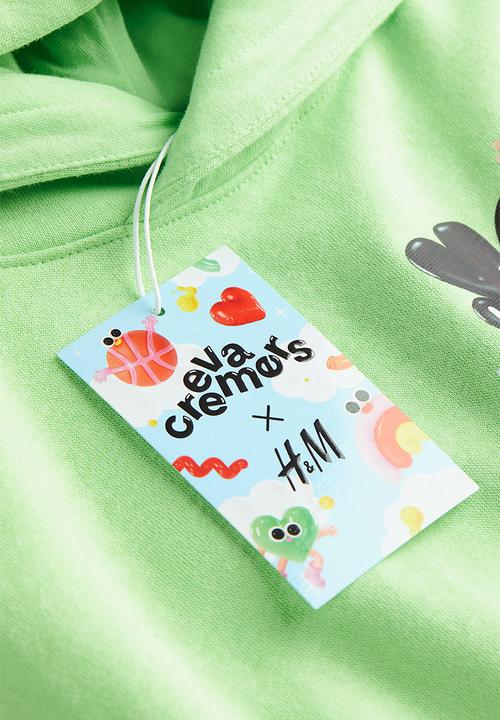 H&M - Eva Cremers x H&M: Printed hoodie - light green 