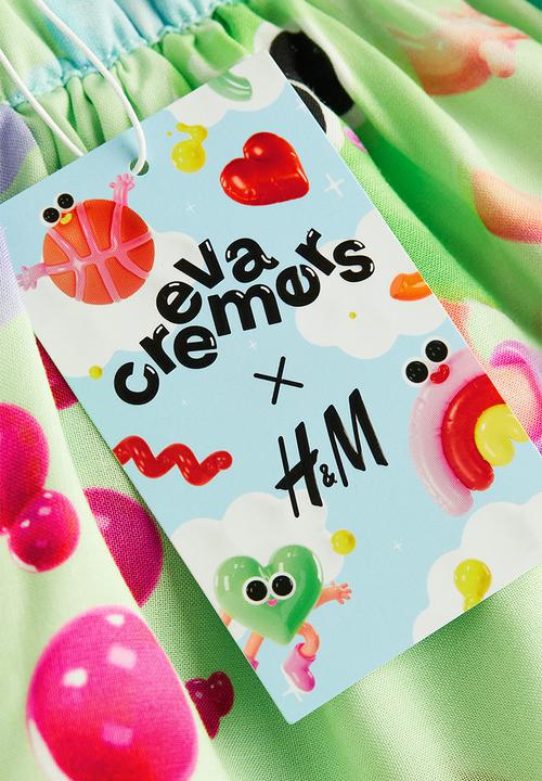 H&M - Eva Cremers x H&M: Tiered skirt - light green/patterned