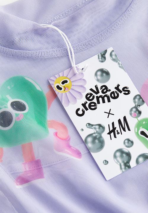 H&M - Eva Cremers x H&M: Printed mesh top - light purple 