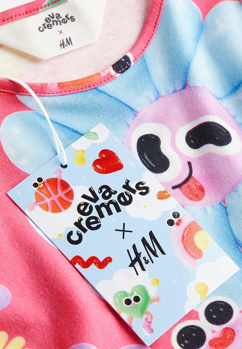 H&M - Eva Cremers x H&M: Printed jersey dress - cerise/patterned 
